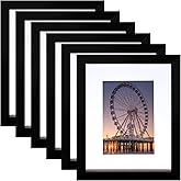 BESCRCL 8x10 Picture Frame Black Set of 6, Display Pictures 5x7 with Mat or 8x10 Without Mat for Wall Mounting or TableTop