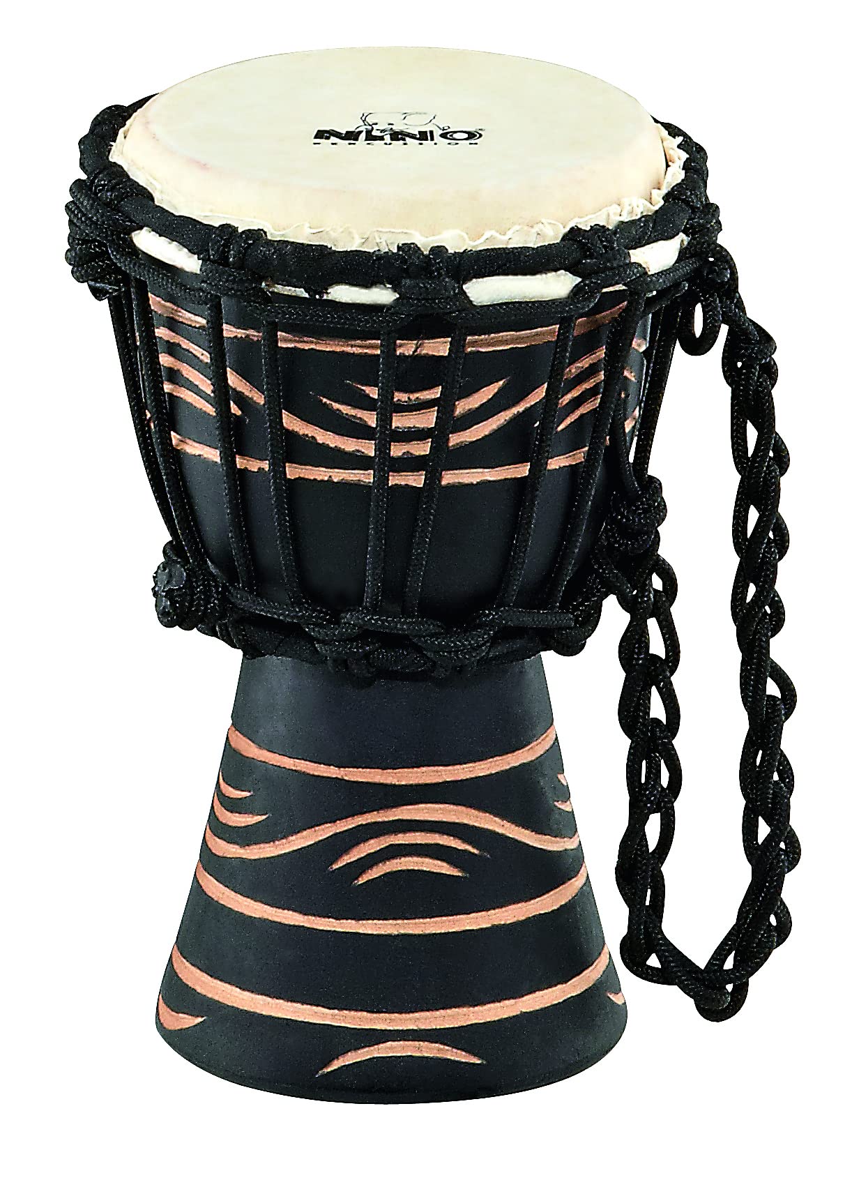 Nino Percussion Moon Rhythm Djembe - Very Small Musical Instrument for Children from 3 years - 4.5-inch Diameter - Mahogany, Natural (NINO-ADJ4-XXS)