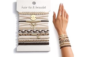 Fohufo Hair Ties No Damage - 10 Pcs Hair Scrunchies for Women Girls, Hair Ties for Thick Hair & Thin Hair, Hair Scrunchies Bands Bracelets, Initial Hair Accessories for Women, Birthday Gift - Letter A