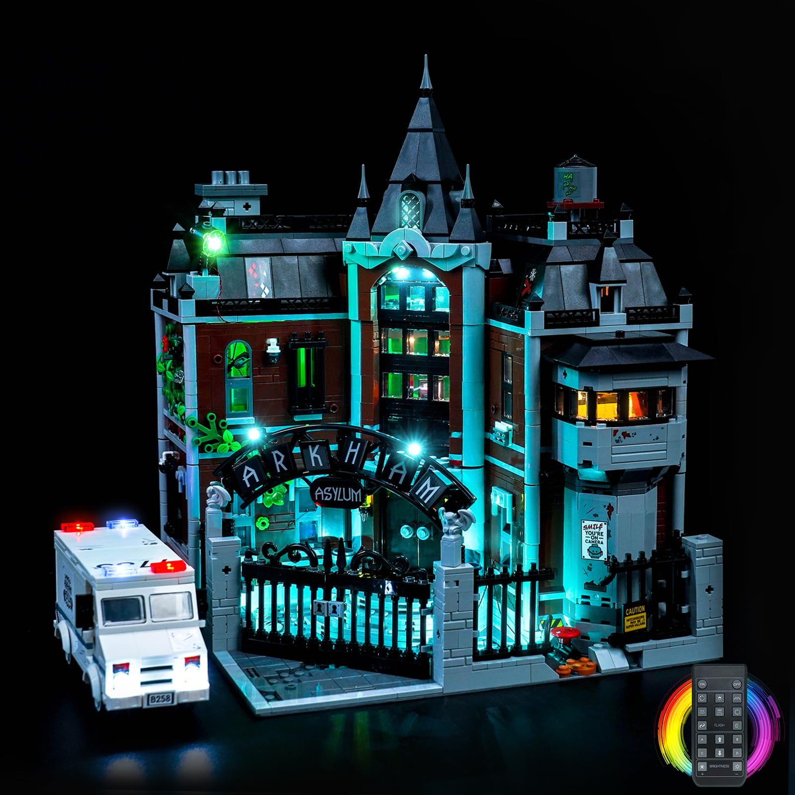 LocoLee Customized RC Version Led Light Set Compatible with Lego 76300 Arkham Asylum Led Decoration Lighting Kit Compatible with Lego 76300 Building Blocks Model,Only Lights Set,No Model — image 1