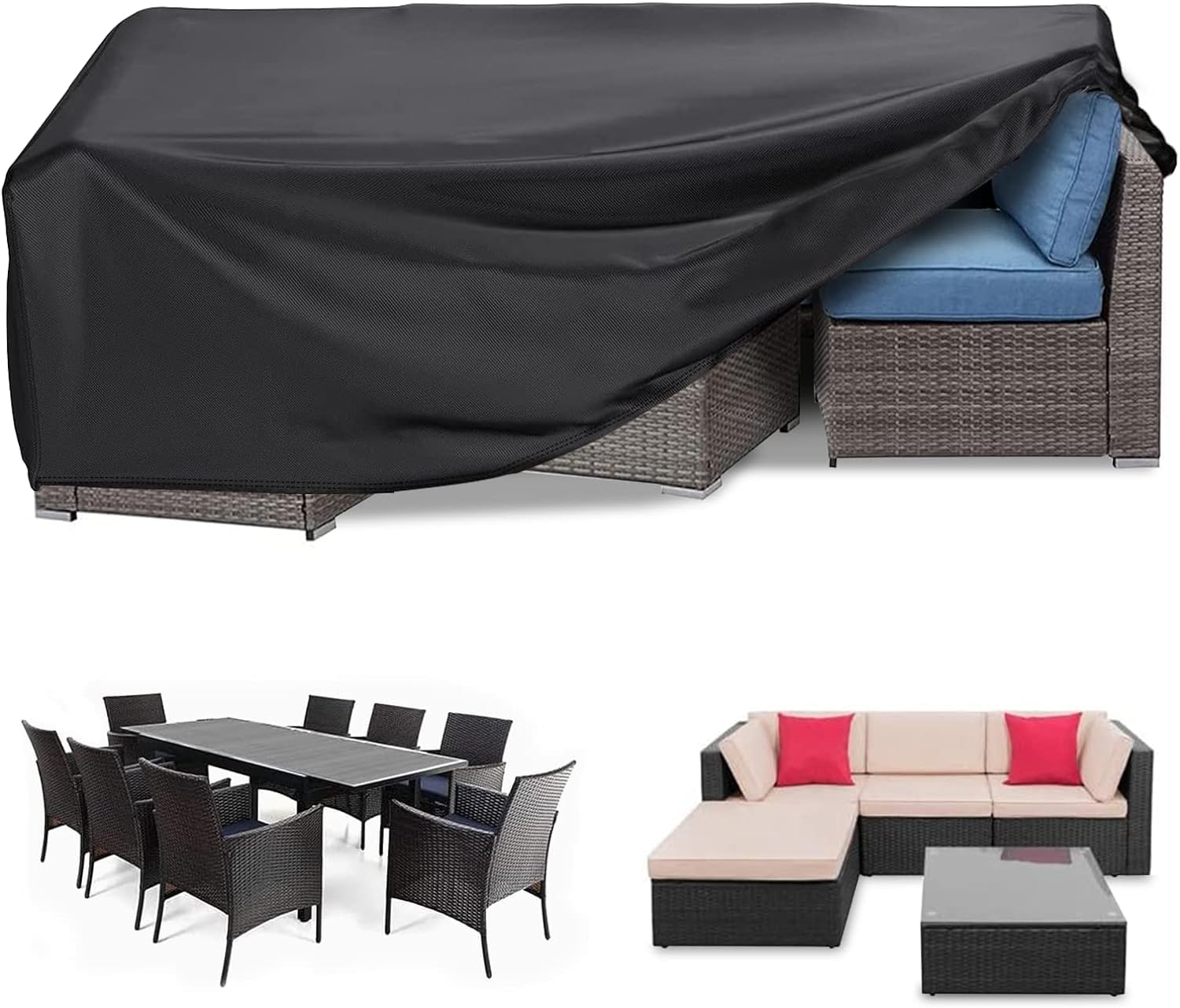 RICHIE Garden Furniture Cover Waterproof Heavy Duty 420D Oxford Fabric 180x120x71cm Rectangular Garden Table Covers Patio Table Cover Waterproof Anti-UV Furniture Covers for Furniture Sets