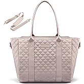 LOVEVOOK Teacher Tote Bag for Women, Quilted Work Tote Nurse Laptop Bag, Large Computer Shoulder Bags with Zipper for Travel
