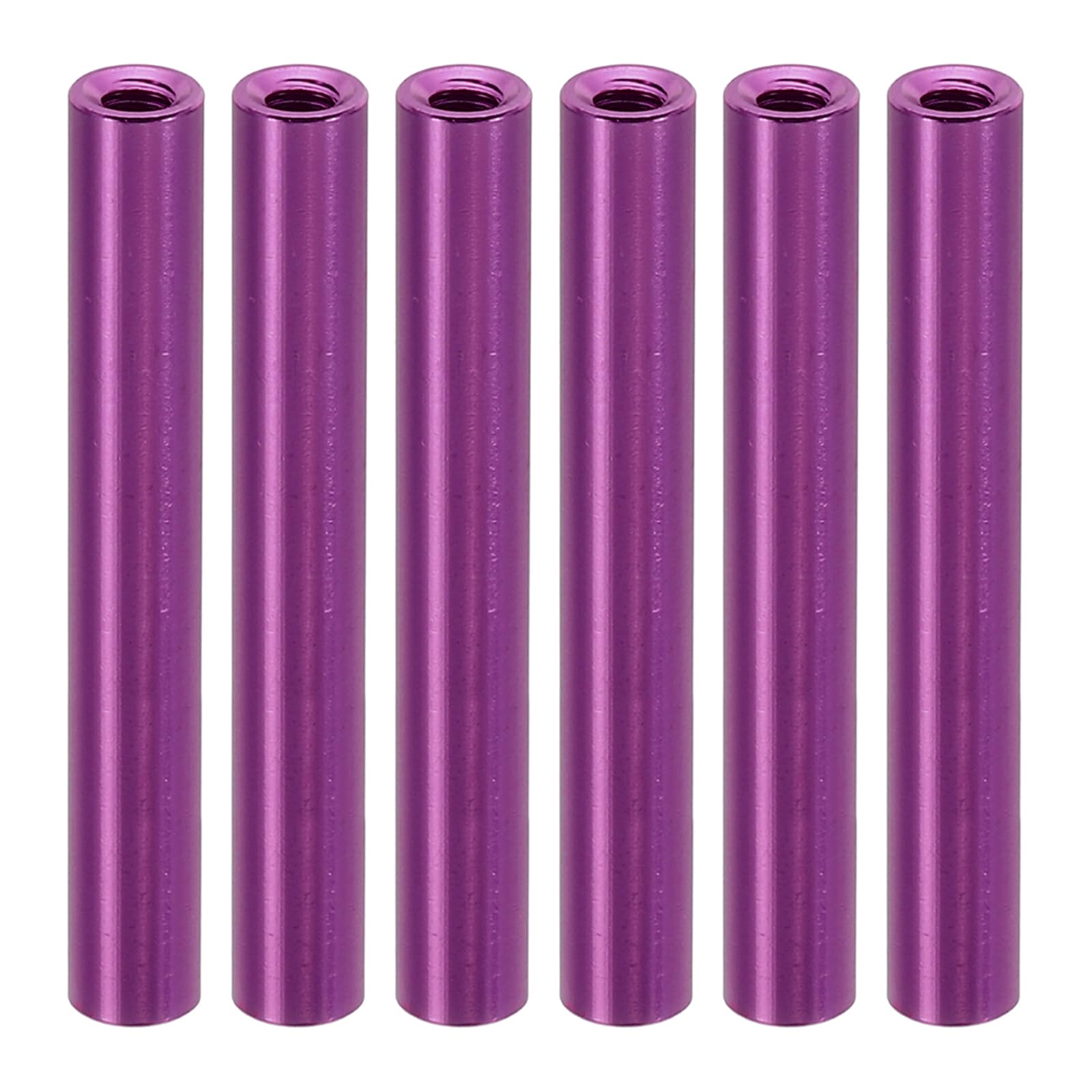 PATIKIL 6pcs M3 Metal Threaded Standoff Spacer Nuts, Round Aluminum Spacers Female Coupling Screws, 1/8" ID x 3/16" OD, Purple 3x5x40mm