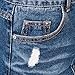 ililily Woman Vintage Distressed Washed Cotton Denim H-line Mini Skirt, Indigo, US-Large