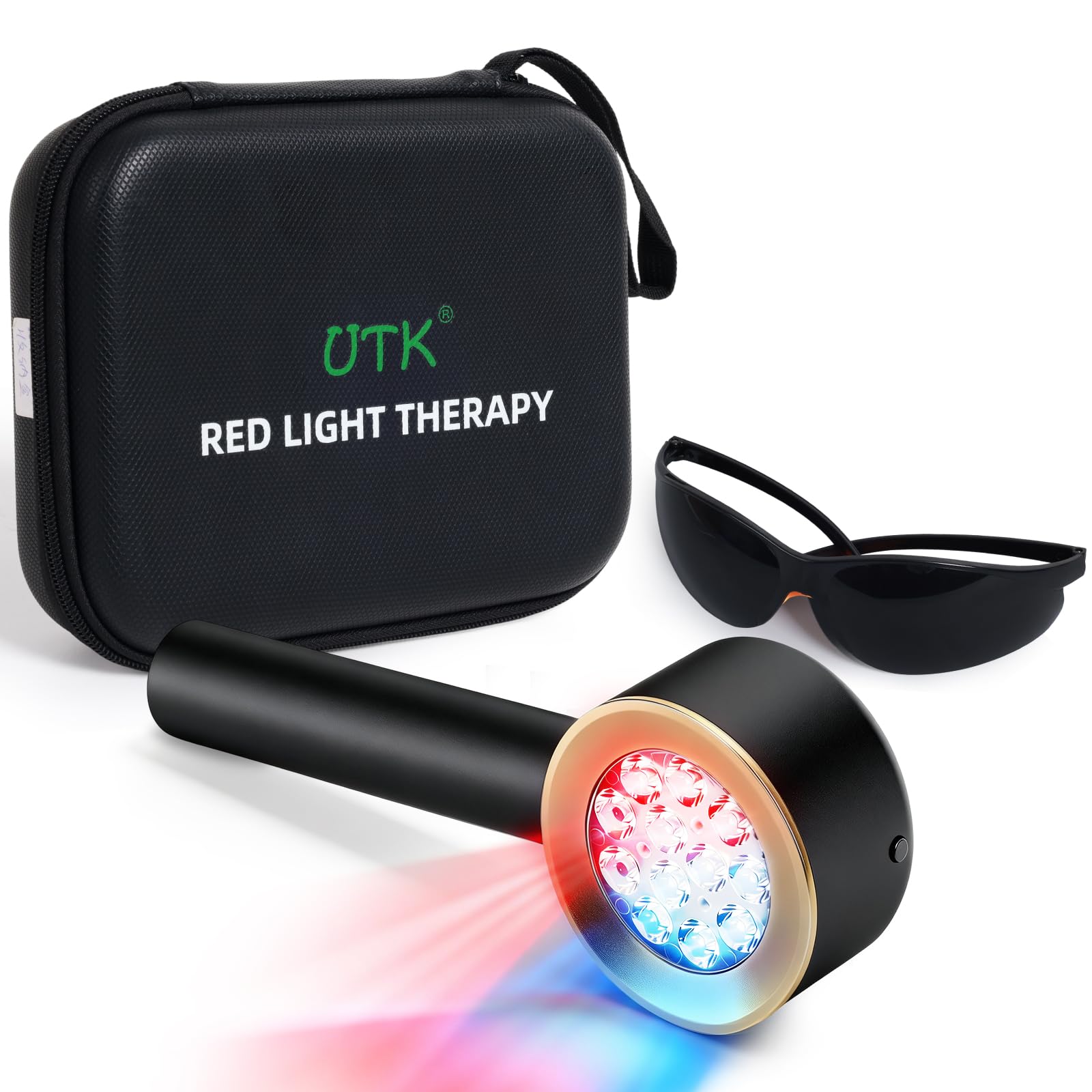 Photo 1 of UTK Handheld Blue & Red Light Therapy Device with 4 Wavelengths (470/660/850/940nm), Near Infrared Red Light Deeply Pain-Relief, Red Light Therapy for Body & Face, Portable Gift for Women