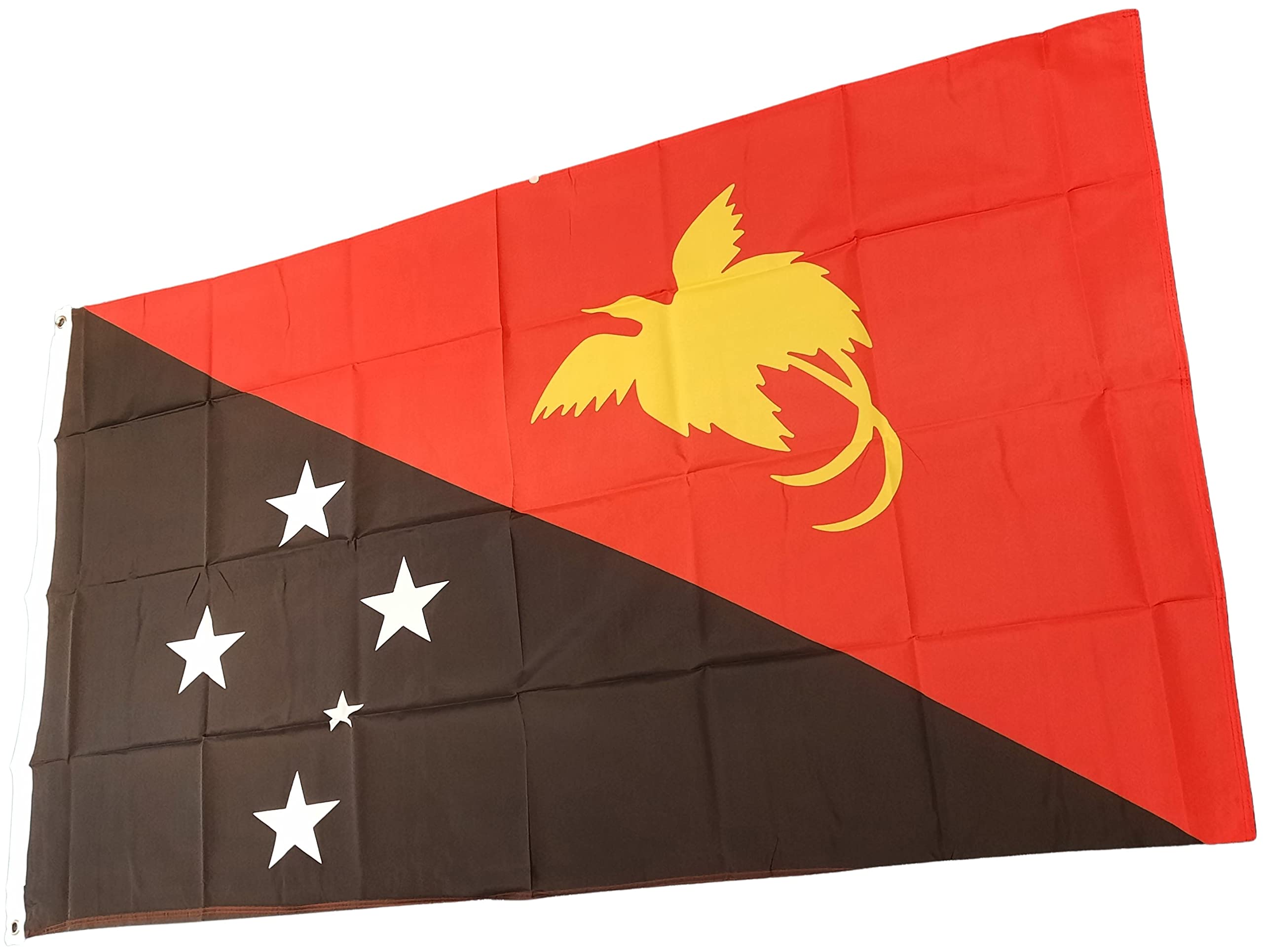 NWFlags Papua New Guinea Flag 5ft x 3ft 75d Premium Polyester Suitable For Flagpoles | Strong Polyester 5x3 foot material large PNG flag with 2 metal Eyelets
