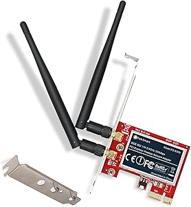 FebSmart Wireless N 2.4GHz 300Mbps PCIe Wireless Network Adapter for Windows 10 8.1 8 7 XP Server(32/64bit) and Linux PCs,PCIe WiFi Card,PCIe WiFi Adapter(FS-N300)