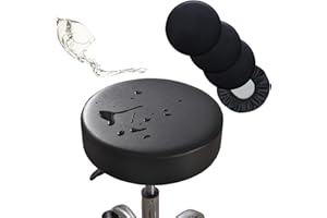 Augld 4 Pack Round Bar Stool Cover Watedrproof Faux Leather Stool Seat Cover for Bar, Chair, Salon, Spa, Tattoo, Clinic 17-18 Inch Black