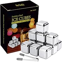 Das TooKii Stainless Steel Whiskey Stones, 12PCS Cooling Whiskey Rocks, Reusable Metal Ice Cubes Refreezable Chilling…