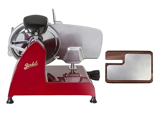 BERKEL - Allesschneider Red Line 220 + Schneidebrett aus Esche und Edelstahl (Rot)
