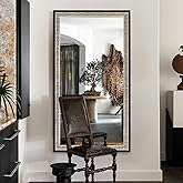 Autdot Black Large 51.5"x28" Vintage Entryway Mirror | Silver Foil Carvings Wooden Frame | Ornate Decorative Mirror for Dinin
