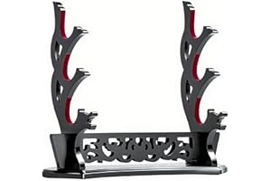 FLURSAILE Sword Stand Hollow Pattern Sword Rack, Katana Stand Wands Display Stand, Samurai Sword Stand Holder (3-Tier)