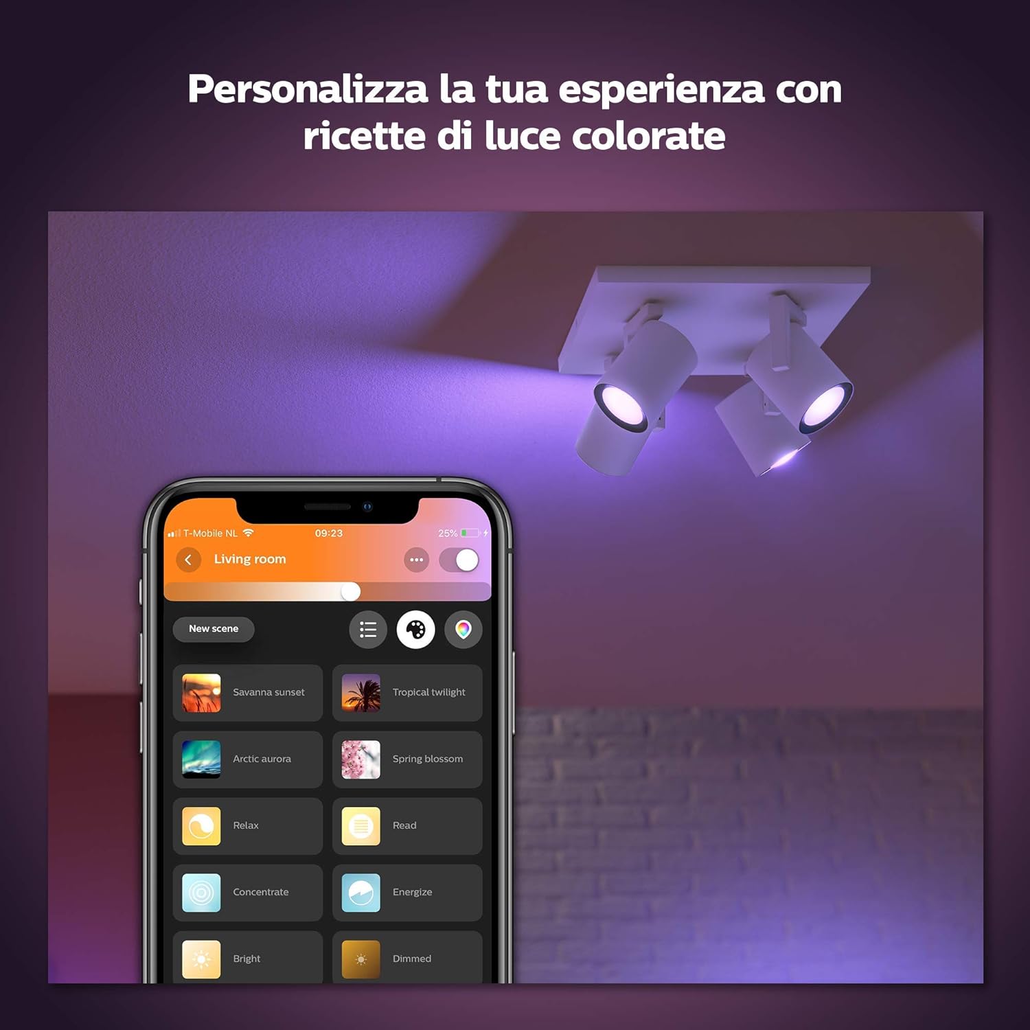 Philips Hue Argenta White & Colour Ambiance Smart 4X Ceiling Spotlight Plate LED (GU10) with Bluetooth, White - Image 4