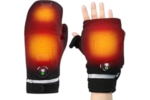 VobeNit Heating Gloves, Heated Work Gloves Men,Heated Mittens Men,Heating Warming Gloves,Electric Heated Hand Warmers,Winter Fingerless Work Gloves L