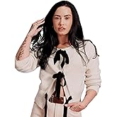 Amazon Essentials (Demi's Pick) Women's Regular-Fit Long-Sleeve Tie Front Cardigan with Bows