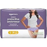 Amazon Basics Maximum Absorbency Postpartum Incontinence Underwear for Women, Protective, Disposable, Fresh Protection, Bladder Leak Protection, Small, Lavender, 24 Count