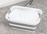 Addis Foldable 45L Laundry Basket White Grey Rectangular Collapsible view 2