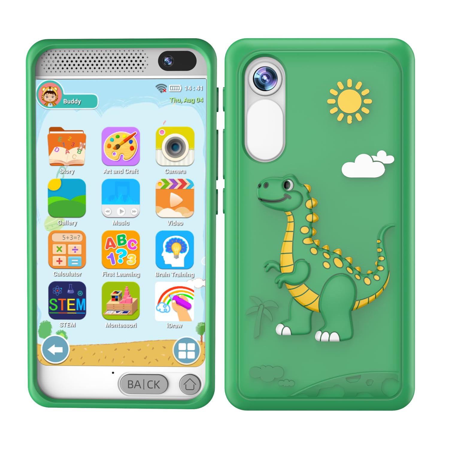 Kids Toys Smart Phone for Boys Girls Ages 3-12，3.97" Touchscreen Kids Phone, 8G Toddler Learning Toys Phone with 200+ Learning Games, Birthday Gifts for Kids Cell Phone Toy (green-KL)