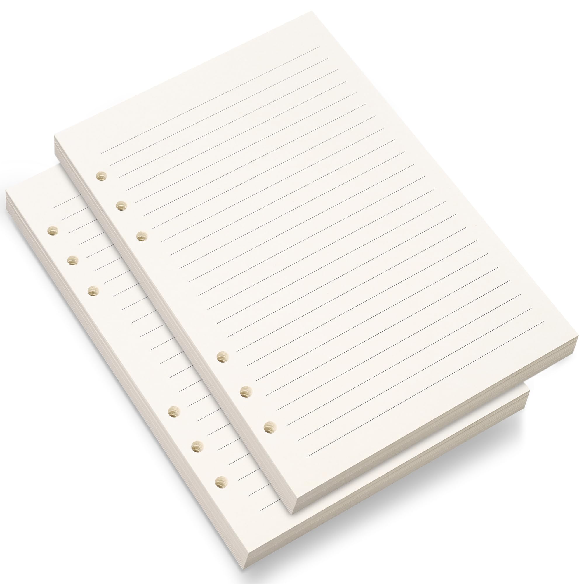 A5 Lined Refill Paper, 6 Hole Punched for Planner Binder Journals, 8mm Ruled Loose Leaf, 80 Sheets/160 Pages, 5.6x8.3 Inch, Beige (2)