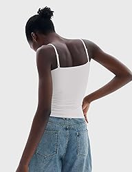 PUMIEY White Tank Top for Women Square Neck