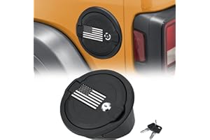 PARFYTER Locking Fuel Filler Door Cap Black Aluminum alloy + ABS Structure Gas Cover Cap Compatible with Jeep Wrangler 2018-2020 JL & JLU 2 door and 4 door & US Flag Sticker Accessories