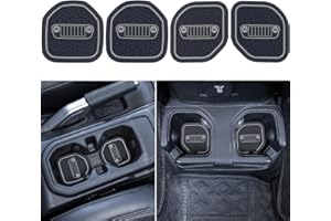 PIMCAR Cup holder Insert for 2018-2024 Wrangler JL/JLU & 2020-2024 Gladiator JT Cup Coasters Mat Interior Accessories - Gray (4Pcs Kit) (for deep Rear Cup Holders)