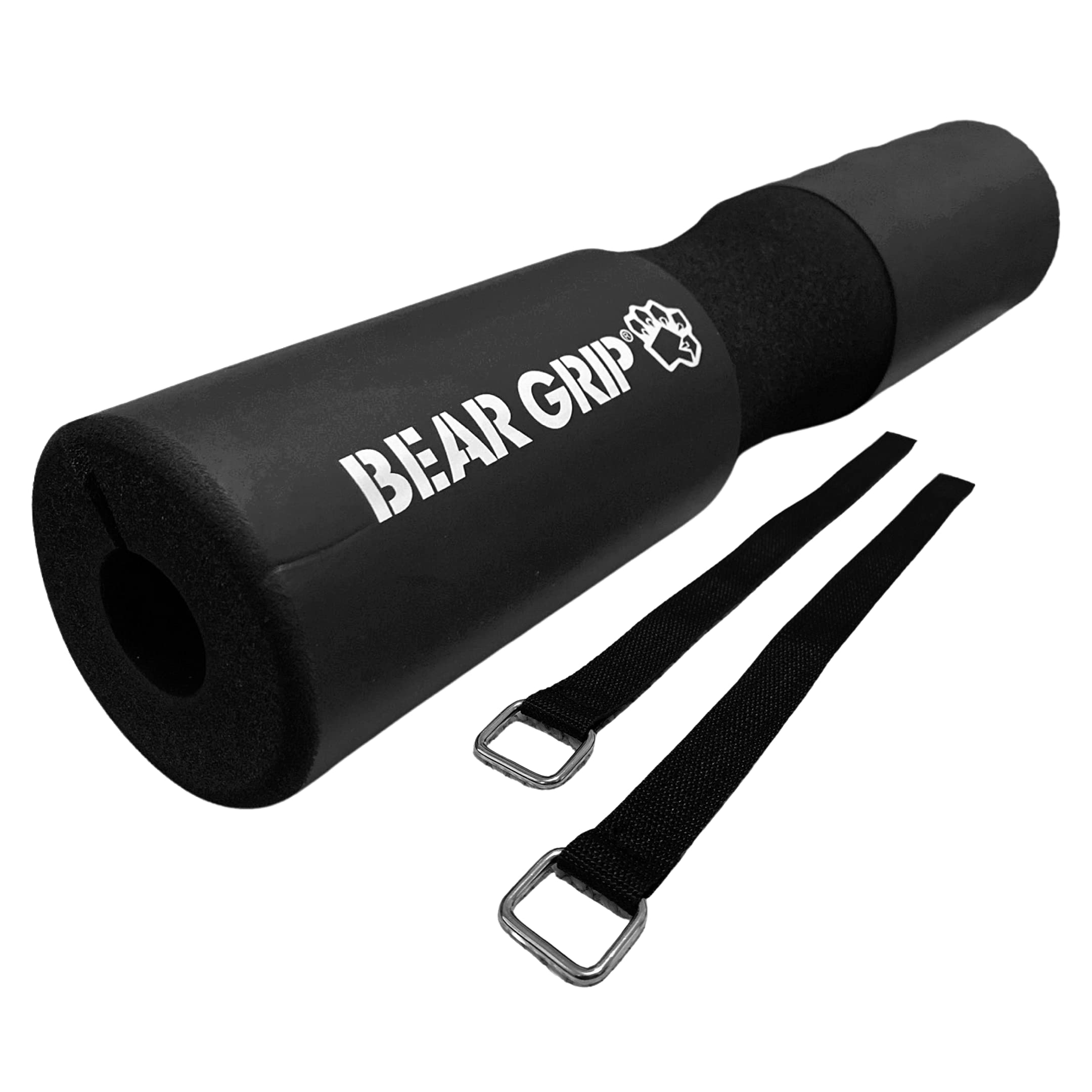 BEAR GRIP - Barbell Squat Pad, Professional Standard Heavy Duty Weight Lifting Barbell Pad with Secure Hook and Loop Fastener (Black)