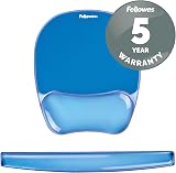 Fellowes Crystals Gel Mouse Mat Wrist Support Blue Non Slip Base view 6