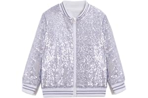 CHENBAO Girls Sequin Jackets Kids Boys Bomber Jacket Zip Up Coat Sparkle Outwear Birthday Clothes
