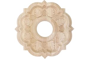 Semetall Ceiling Medallion,12"OD x3 1/4"ID Carved Wood Ceiling Medallion,Rubber Wood-Style 4