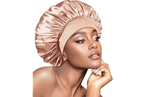 BONNET QUEEN Silk Bonnet for Sleeping Women Satin Bonnet Hair Wrap with Elastic Wide Band Sleep Cap for Curly Hair Night Cap