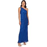 Adrianna Papell Womens Stardust Pleated Draped Gown