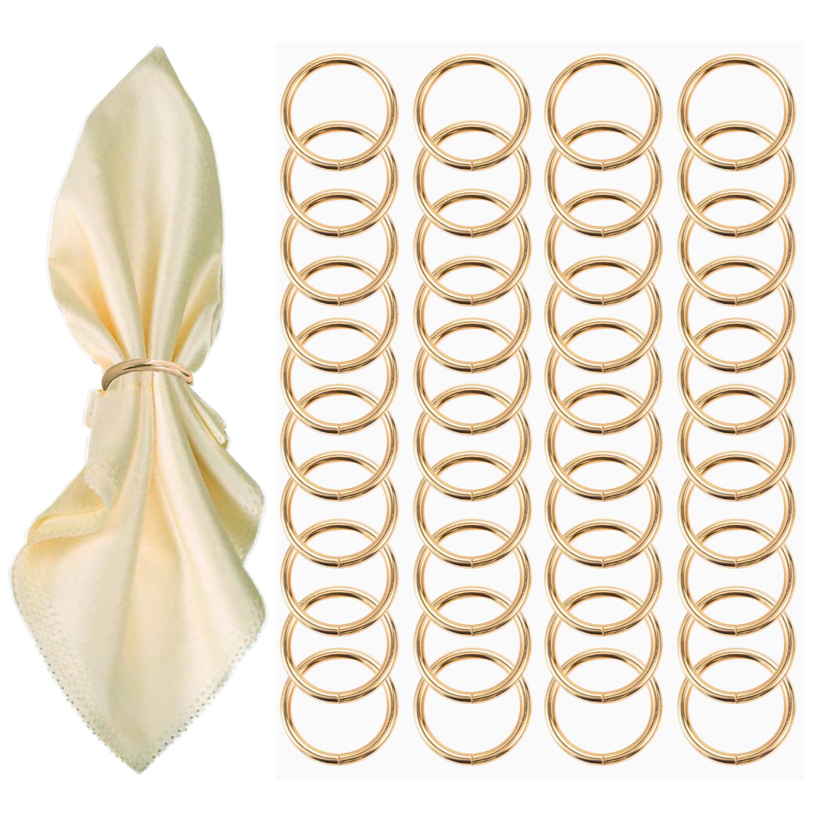 Photo 1 of Gold Napkin Rings - 40 Pcs Stainless Steel Napkin Rings,Gold Rotundity Metal Napkin Ring for Table Settings Wedding Christmas Party Dinner Table