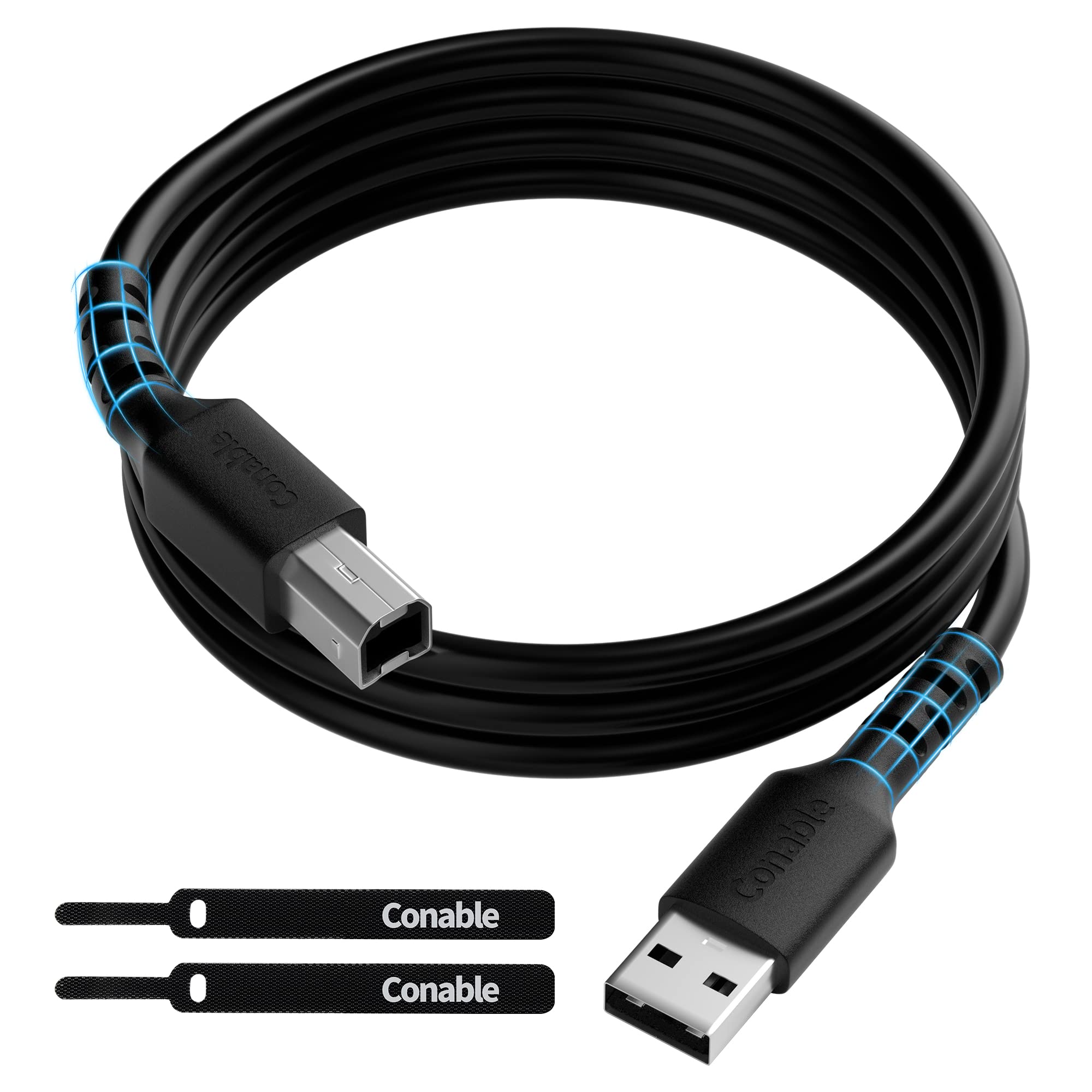 Photo 1 of Printer Cable 2 FT, USB 2.0 USB-A to USB-B Cord, Compatible with HP, Canon, Epson, DAC, Dell, Brother, Brother, Lexmark, Xerox, Samsung, Piano, MIDI, External Hard Drive, Camera, with 2 Ties