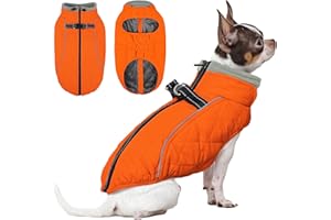 QBLEEV Dog Coat for Small Dogs, Winter Warm Fleece Vest, Waterproof & Windproof with Adjustable Fit, Built-in Harness, Reflec