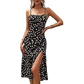 Women's Floral Summer Dress Spaghetti Strap Midi Dress Backless Split Dress 2024 Vacation Beach Boho Dress