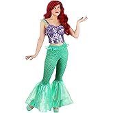 Disney The Little Mermaid Ariel Costume for Women with Sequin Top & Mermaid Pants - Adult Disney Princess Outfit