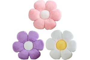 CANGHI 3 PCS Flower Pillows Flower Shaped Throw Pillow Cute Daisy Pillows Seating Cushions for Adults Kids Home Bedroom Sofa Chair Couch Decor (White/Pink/Purple, 15.74 inch)