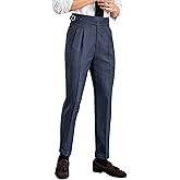 Men's Gurkha Naples Italian Old Money Style No Need to tie a Belt High Waisted Dress Pants