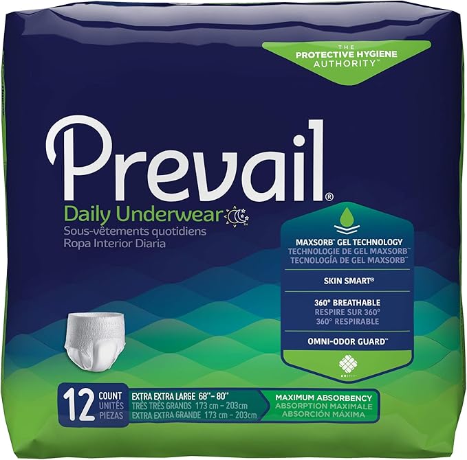 12PK PV517 Prevail® Daily Underwear Maximum Absorbent
