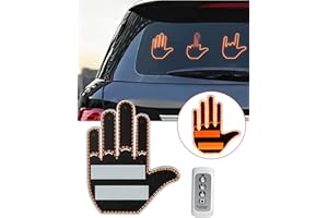 ALDST 2024 New LED Car Hand Gesture Light with Remote， Funny Back Window Sign，Car Finger Gesture Light， Finger Light LED Car Back Window Sign. (Amber)