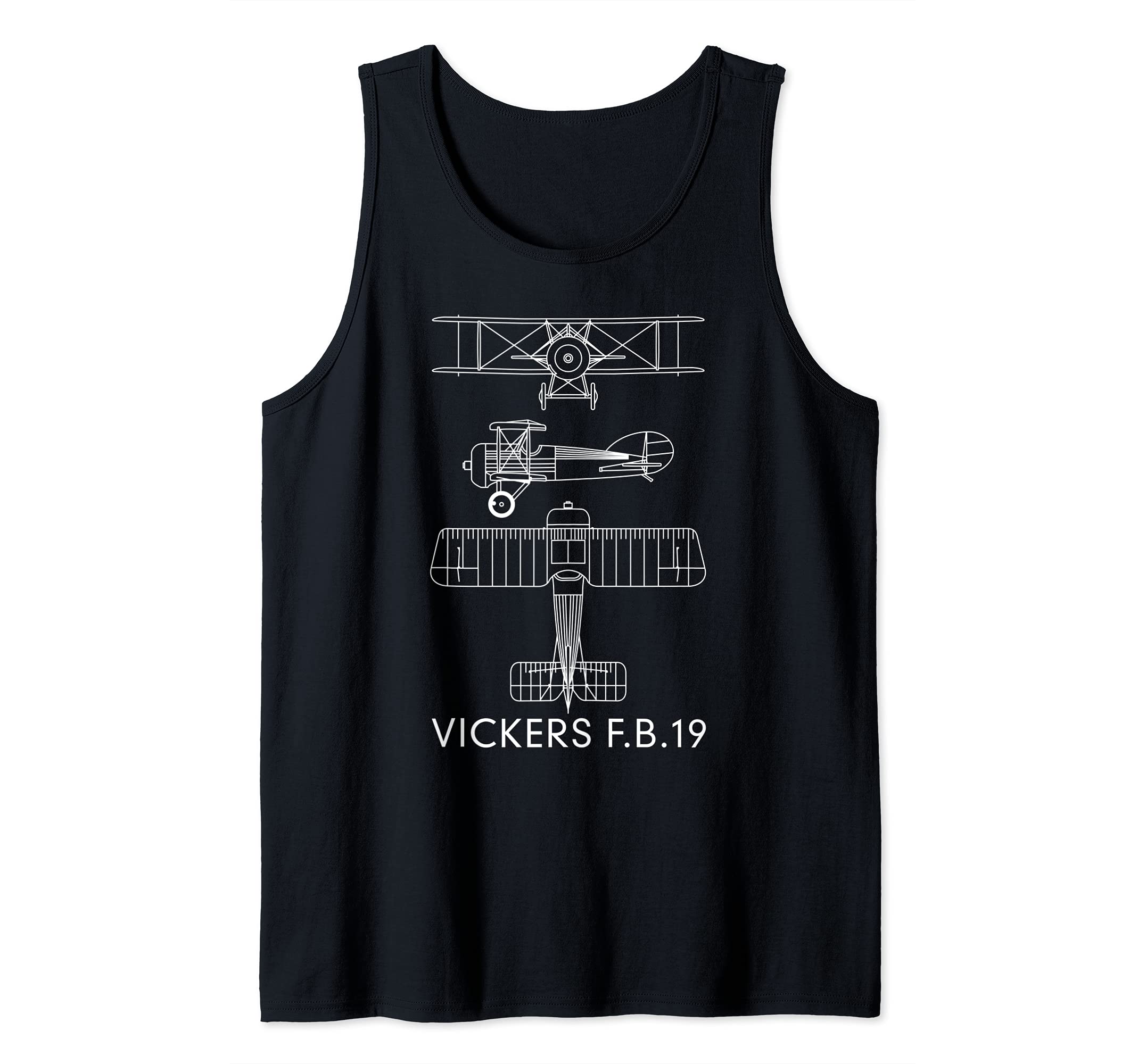 Vickers F.B.19 Fighting Scout Biplane WWI Plane Blueprint Tank Top
