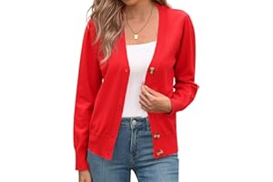 Genhoo Women's Long Sleeve Lightweight Cardigan Sweater Button Down Knit Jackets V Neck Open Front Cardigans for Dresses