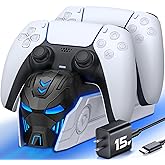 Upgraded for PS5 Controller Charger with Fast Charging AC Adapter, Dual Controller Charging Station Stand for PlayStation 5, Docking Station Replacement for PS5 Accessories Kits