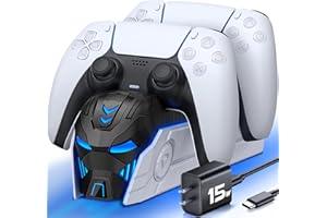 SVETAECHO P5 Controller Charger Station for PlayStation 5 Dualsense Controllers: Fast Dual Controller Stand Charger Dock-LED P5 Charging Station Accessories for PlayStation 5 Storage Kit with AC Adapter