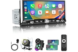 SOBALAI Single Din Car Stereo with Wireless Apple Carplay Android Auto, 6.9" IPS Touchscreen Car Stereo with Bluetooth 5.2 Handsfree Mirror Link Backup Camera GPS Navigation Dual USB Fast Charge FM AM EQ SWC