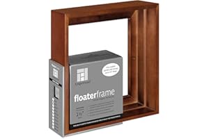 AMPERSAND ART SUPPLY Ampersand Floaterframe Readymade Frame for Flat and 1 1/2" Deep Wood Panel and Canvas Artwork, Paintings, Prints, and More, 8"x8", Walnut Thin