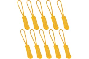 Fbshicung 10 Pcs Zipper Pull Replacemen Tab Heavy Duty Zipper Extender Cord for Bag Suitcase Jacket Luggage (Yellow)