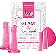 Glam Facial Face Cupping Set - Cupping Therapy Sets Massage Kit with Silicone Cleansing Brush for Instantly Ageless Skin, Works for Fine Lines & Wrinkles, Improves Collagen (Glam - Pink)
