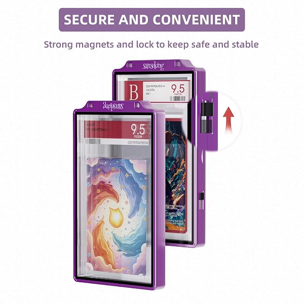 SANSEKING GRADED CARD GUARD CASE FOR BGS SLAB CASE FOR GRADED CARDS METAL MAGNETIC UV PROTECTION STACKABLE GRADED CARD SLAB GUARD GLASS DISPLAY BUMPER FIT RPA SLABS MAGS (LAVENDER,55PT)